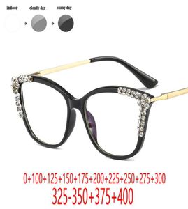 Óculos de sol strass gato transição multifocal progressiva óculos de leitura pocrômicos pontos para leitor perto de visão distante fml5827420