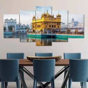 5 Panel Goldene Tempel Amritsar Wandbilder Leinwand Malerei Religiöse Indien Sikh Poster und Drucke für Wohnzimmer Dekoration