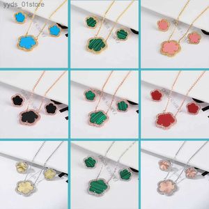 Earrings Necklace Top Quality Women Girls Five Leaf Flower Set Necklace Earrings Fashion Luxury Natural Stone Shell Set High Quality Jewelry Gifts L240323
