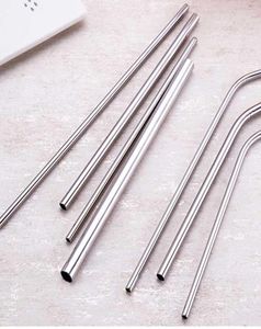 50pcs Stainless Steel 85quot 105quot Straight bend Drinking Straw dia 6mm 8mm 12mm Straws Metal Bar Family kitchen1526334