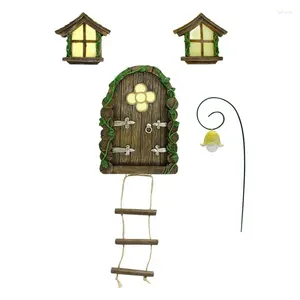 Dekorativa figurer Fairy House for Kids Glow in the Dark Miniature Yard Art Garden Accessories Mini Outdoor Decor Lawn