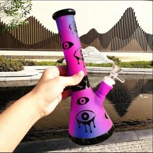 Bongos de água de vidro roxo de 25cm de altura Beaker Dab Rigs Hookahs Bubbler Downstem Perc Smoke Glass Water Pipes com articulação de 14mm