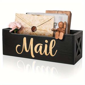 Caixa de envelope de correio de 1 unidade para decoração de mesa de bancada, pasta montada na parede e bandeja organizadora de armazenamento de papel, suporte de caixa de correio de escritório, decoração de casa