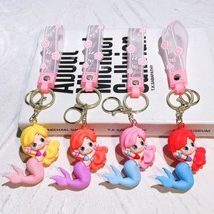 Princess Mermaid Anime Cartoon Pendant Keychain Holder Car Keyring Mobile Phone Bag Hanging Jewelry Kids Gifts