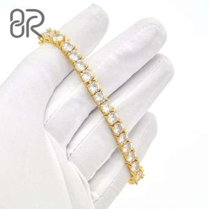 4X6mm 8" Tennis VVS Moissanite Bracelet Pass Diamond Tester Round Brilliant Cut Gold Plated Sier Link Chain Fine Jewelry