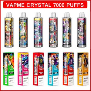 E Cigarro Euro Hot VAPME Crystal 7000 Puffs Descartáveis Vape Pen Recarregável 650mAh Bateria Pré-preenchida 14ml Pods Carrinhos Bobina de Malha 12 Sabores 0/2/3/5%