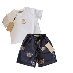 Designer marca crianças t-shirt shorts definir meninos novos estilos urso impressão mangas curtas shorts de duas peças de alta qualidade roupas infantis tamanho 100cm-150cm s01