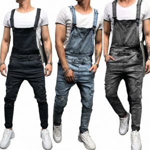 Casual Men Male Bib Overalls Denim Shorts WalkShort Jumpsuit Butt Rompers W2ZQ#