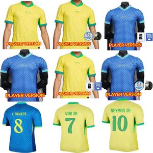 ブラジルサッカージャージートップタイの品質24/25 L.Paqueta NeymarプレーヤーバージョンRicharlisonフットボールシャツG.Jesus T.Silva Bruno G. Pele Casemiro Men Set