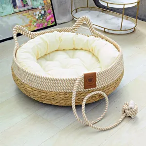 MATS KINDFUNY CAT BED WOVEN REMOVABLE室内装飾品スリーピングハウス猫スクラッチ床rattan