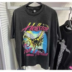 Sommer-Hellstar-T-Shirt, Designer-T-Shirts, Grafik-T-Shirt, Kleidung, Hipster, gewaschener Stoff, Straße, Graffiti, Schriftzug, Foliendruck, Vintage, Schwarz, lockere Passform, Übergröße, 2014