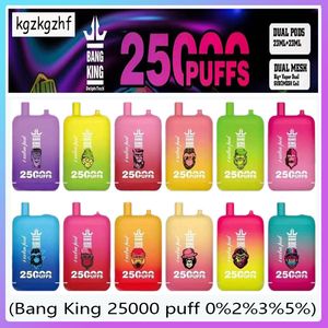 Big Puff Bang King 25000 Puff Disponível Vape recarregável e cigarros 25k bobina de malha de sopro 23ml*2 e-líquido Puff 25k Vaper 0%2%3%5%Cigarro eletrônico descartável