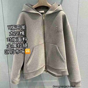 Designer Correct version of M's space cotton hoodie jacket with hood zipper for men and women's European products, U's long sleeves 2MUO