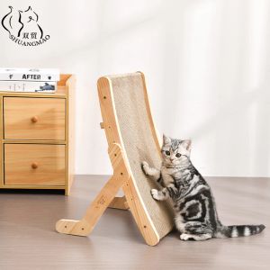 Scratchers Solid Wood Anti Cat Scratcher Cat Scratch Board Kitten Korrugerad pappersplatta Vertikal Pet Cat Toys Slipning Nagelskrapmatta