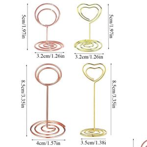 Decoração de festa Golden Heart Forma Po Titular Stands Número de Tabela Titulares Lugar Cartão Papel Menu Clipes para Decoração de Casamento ou Drop Deliv Dhxjn