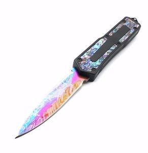 Beetle Black Automatic Auto Knives Abalone Mönster Handtag 9 Modeller Double Action Tactical Knife Folding EDC Hunting1851464