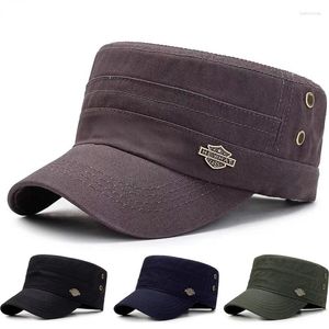 Berets Retro Letras Chapéus Militares para Homens Outono Bonés de Beisebol Flat Top Mulheres Boné de Algodão Hatpeaked Chapéu Sol Exército