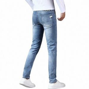 spring Autumn Men's Cott Jeans New Slim Fit Elastic Pencil Pants High Quality Korean Style Casual Jeans Men Denim Trousers z2wX#