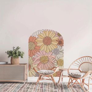 Aufkleber Bohemia Daisy Arch Floral Wandtattoo Kinderzimmer Schlafzimmer Selbstklebende Tapete Home Interior Dekorative Wandaufkleber Kinderzimmer