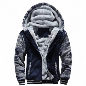 camoue Windbreak Jackets Men Hoody Winter Pocket Jacket Warm Plus Veet Thickening Coat Fleece Cold-Proof Loose Clothing C2d5#