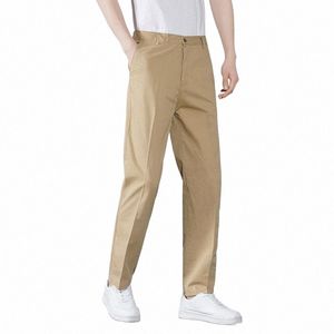 Lato proste Casual Pants Men Cott Slim Fit Busin fi spodnie 2023 NOWOŚĆ Spring Mężczyzna Mężczyznę Ubranie Plus Size Pants R9pg#