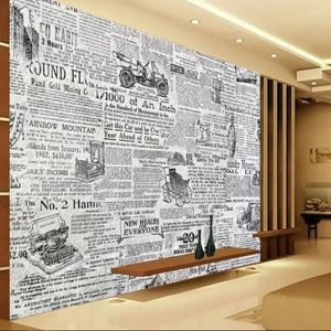 Sfondi Wellyu Murales personalizzati su larga scala Carta da parati retrò in bianco e nero con decorazione murale per TV