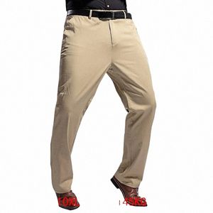 Mężczyźni Summer Plus Rozmiar 8xl 9xl 10xl Casual Pants 44 46 48 Proste Khaki Black Office Pants Bluetrousers Elastyczność 145 kg H8UX#