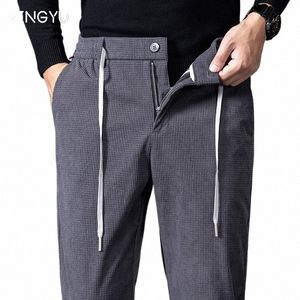 winter Corduroy Pants Men Casual Drawstring Elastic Waist Loose Straight Pant Thick Joggers Trousers For Male Plus Size M-5XL X6CW#