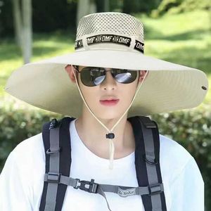 BRERO HAT MENS 모자 여름 빅 브림 낚시 UV 보호 어부의 태양 보호 야외 콜드 버킷 페도라 밀짚 해변 BIGC24326