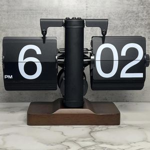 Relógios de mesa preto flip página relógio desktop digital decoração do escritório acessórios interiores casa ornamentos cabeceira