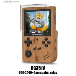 Portabla spelspelare Anbernic RG351V Handheld Game Console Open-Source System med inbyggd WiFi Online Spark 64G TF-kort 2400 Klassiskt spel 3,5-tums Q240326