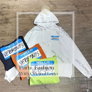 Mens Vetements Hoodie Sweatshirts God kvalitet FW Hej mitt namn är Vetements Fashion Men hoodies 1 1 Vetements Sweatshirts Par Kläder Vetement 474