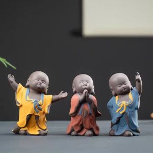 Heykeller Sevimli Seramik Küçük Keşiş Zen Karakterleri Heykel Geleneksel Sanat Heykel Ev Odası, Ofis Dekorasyon Aksesuarları Ücretsiz Teslimat