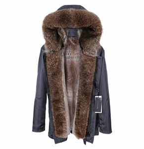 rabbit fur lined bomber jacket men's natural winter coat locomotive real fur coat leather real racco fur parker l3nJ#