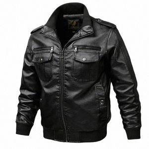 Lederjacke Männer Punk Multi Motorrad Biker PU Jacke Männlich Fi Casual Leder Mäntel Männlich Stehkragen Bomberjacke 6XL M0fq #