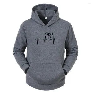 Herrtröjor roman Heratbeat of Weightlifter Sweatshirt födelsedagspresent för män Fader make gymer fitness bodybuilding crossfit hoody topp