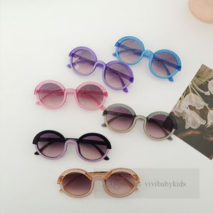 Children sunglasses summer kids patchwork color round frame eyewear girls boys Uv protection beach sun glasses adumbral Z7344