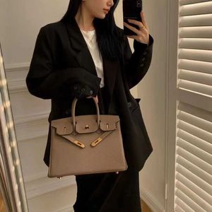 Original birkkns Bag New Light Luxury Crossbody Handheld Litchi Pattern Womens High Quality end Fashion Tote