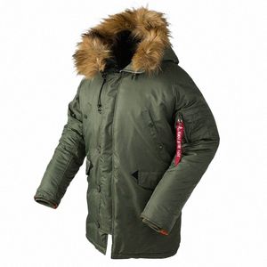 Zima LG Parkas N3B Puffer Men Men Futro z kapturem grube ciepłe płaszcze UE Rozmiar XXL Tactical Air Force Parka Empear Veste H8om#