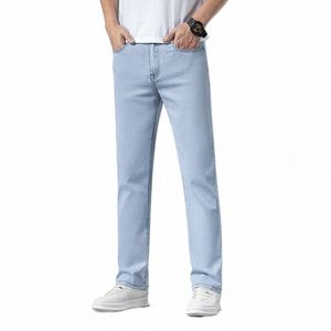 sulee verão nova perna reta solta material fino jeans clássicos masculinos busin casual calças jeans masculinas marca a3ds #