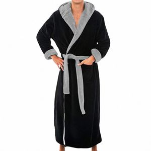 Mens Roupão Homem Inverno Quente Casual Flanela Robe Pijamas Lg Manga Plush Xaile Masculino Bath Robe Lounge Nightgown Casa Roupas V56i #