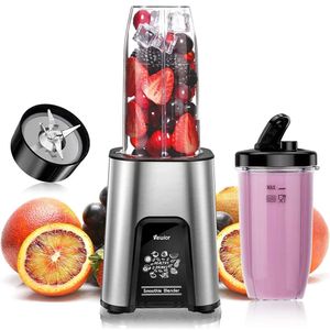 VEWIOR 900W ist für Milchshakes und Smoothies geeignet.Der Kitchen Personal 6-Flossen-Klingen und der Smoothies-Mixer werden mit 2 tragbaren 22-Unzen-Bechern geliefert, BPA-frei