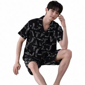 Короткие мягкие мужские атласные мужские летние комплекты Ночной стиль Пижамы Удобные пижамы Шелковый костюм Современная мужская одежда для сна O8OI #