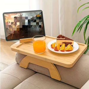 1pc Table, Sofa Tray, Couch Arm Tray Clip, with Phone Holder, Foldable Space Saving Side Tables, for Snacks Fruits Drinks Coffee