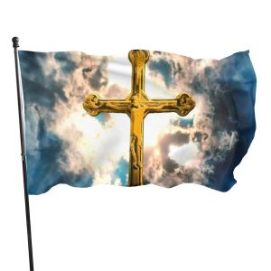 Accessories Decoration Flag of Jesus Cross Faith Christian Indoor and Outdoor Yard Lawn Patio Decor Room Brass Buttonhole for Women Men Gift