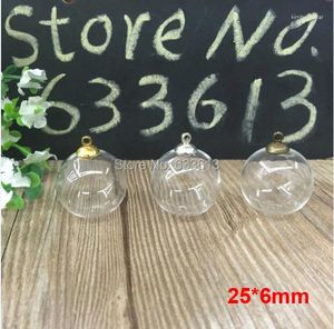 Kolye Kolyeleri 100 Set/Lot 25 6mm DIY Clear Globes Cam Kolyeler El Yapımı (Minyatür Şişeler Topları Botlar Boş Süsler)