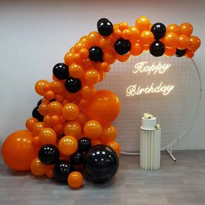 1Set Orange Black Balloon Arch Garland Kit Halloween Latex Ballon Decoration Party Birthday Baby Bridal Shower Air Helium Globos 240318