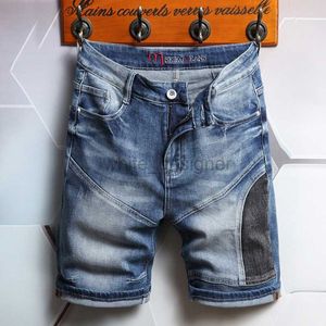 Mens jeans Fashion brand patchwork graffiti denim shorts men elastic five point shorts fashionable and trendy shorts