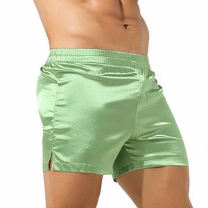 sexy Sleep Bottoms Men's Pajamas Shorts Soft Silky Boxers Shorts Home Underwear Men Lounge Shorts Single Panties Men Sleepwear G0GH#