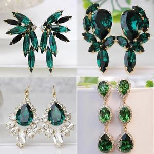 Stud Earrings Green Water Drop Cubic Zirconia For Women High Quality Luxury Wedding To Attend The Banquet Trend Jewelry Wholesale